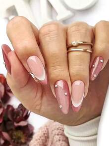 10 قطعة ملصقات أظافر فرنسية قصيرة بشكل اللوز، باللون الأحمر والوردي والبنفسجي، بتصاميم جميلة مزينة بعين القطة والبريق، مرسومة باليد بفيونكة حمراء وتصاميم بألوان متباينة، تبرز الجمال الأنيق البسيط، تأتي مع أدوات فن الأظافر، مناسبة للنساء والفتيات في أظافر الخريف/الشتاء - ارجواني فاتح - مشاهدة 1