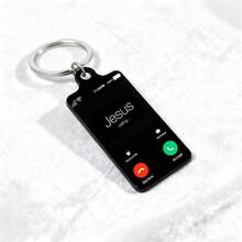 1pc Double-Sided UV Printed Jesus Call Metal Material Keychain, Unisex Fashion Accessory Bag Charm Keyring Gift