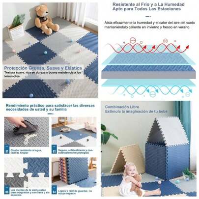 Tapete para Ejercicio, tapete para, Piso para Gym para de Espuma EVA, Tapete Foamy con 3 Colores para Yoga, Gym y Hogar 30 * 30 * 1CM No Txico, Antideslizante