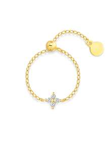 1 chiếc nhẫn bạc 925 kiểu dáng tối giản độc đáo hình học đính đá Cubic Zirconia, trang sức thanh lịch phù hợp cho nữ giới đeo hàng ngày hoặc làm nhẫn cưới. - Vàng - Xem 22