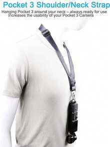 Neck Strap Shoulder Mount Accessories Compatible With DJI Osmo Pocket 3 Camera, GoPro, Insta360 Action Cameras - Black - View 4