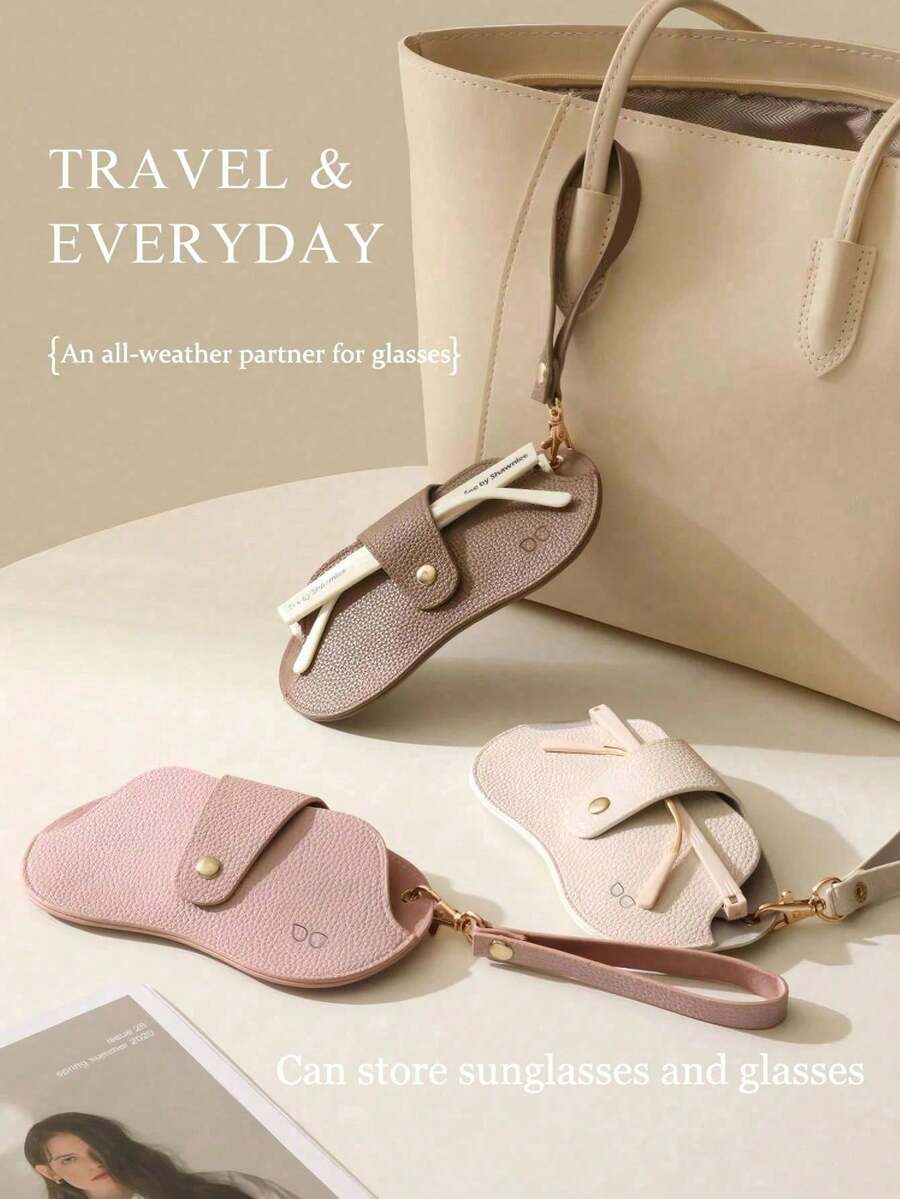 1pc Anti-Pressure Eyeglass Case, Portable Eyeglass Bag, Sunglasses & Prescription Glasses Storage Pouch, Hanging Anti-Lost Protective Cover, Fashionable Multi-Function Eyeglass Holder, Eyeglass Case, Travel Essential, Suitable For Vacation, Dorm, Home, School, Travel - Multicolor - View 1