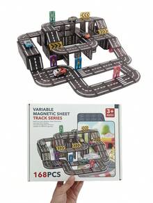 2025 New Year Gift & Christmas Gift "Magnetic Tile Track Car Set" Children's Educational STEM Toy, Strong Magnetic Construction Tiles 5.5cm/2.16in + Multifunctional Sliding Car, Early Learning Toy For Boys & Girls, Parent-Child Interactive Creative Building Blocks, Suitable For 3+ Years, 6+ Years, Kids Toy, Car Toy, Parking Lot Toy, Magnetic Building Tiles Toy - Multicolor - View 14