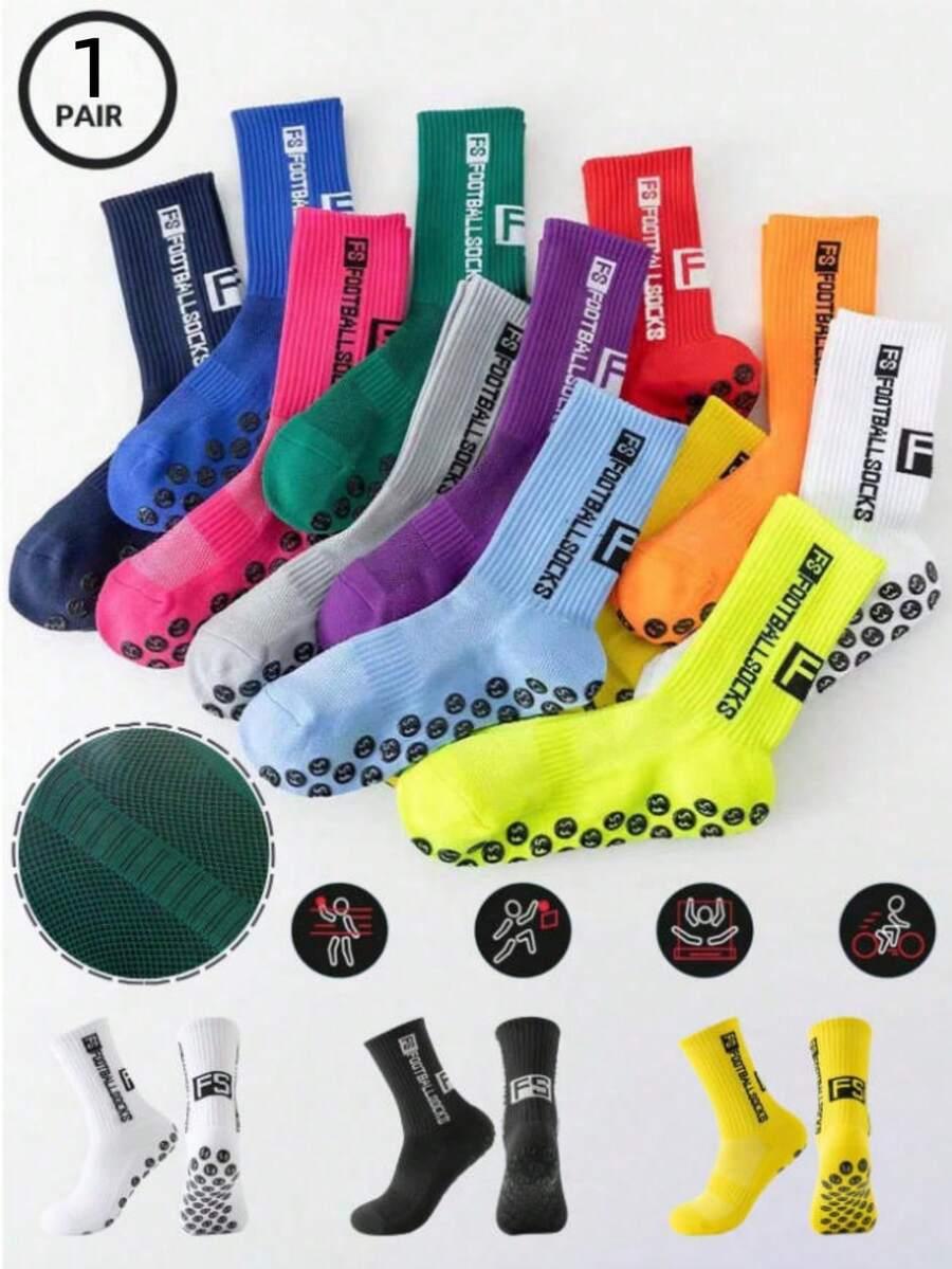 1/5/10Pairs Non Slip Grip Socks For Men And Women Excellent For Football Basketball Baseball Rugby Soccer Cycling Running Hiking Tennis Skateboard Athletic Exercise, Fall Socks - Multicolor - View 1