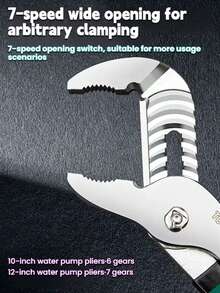 1pc 10/12 Inches Water Pump Pliers With PTFE Thread Seal Tape (2 Rolls), Adjustable Groove Joint Design, Smooth Jaw Adjustment, Stable Grip, Non-Slip Handle, For Pipe Work, Home Repair, Bathroom And Kitchen Maintenance, DIY Daily Use - Multicolor - View 6