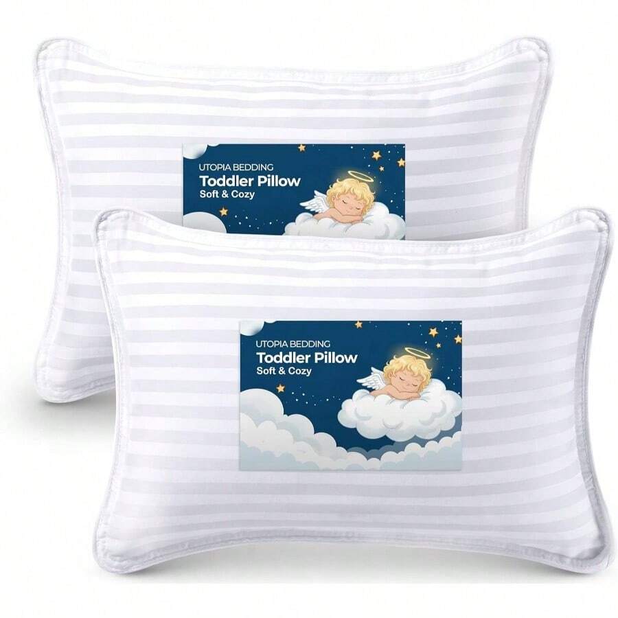 Almohada para nios pequeos Blanco, Paquete de 2, Almohadas de 13x 18 Pulgadas para Dormir, Funda de Mezcla de algodn Suave y Transpirable, Almohada para nios pequeos, Perfecta - inicial - Ver 1