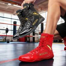 Professional Boxing Shoes For Men, Indoor Fitness Training Wrestling Shoes, High-Top Free Combat Shoes For Martial Arts, MMA Fighting Dedicated Shoes
