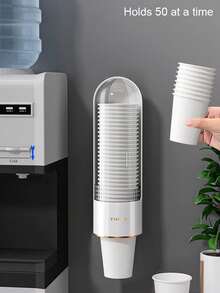 1 pieza Dispensador de vasos de papel desechables de tipo de extracción, soporte plástico para vasos, organizador de almacenamiento anti-polvo para oficina y hogar - Multicolor - Ver 7