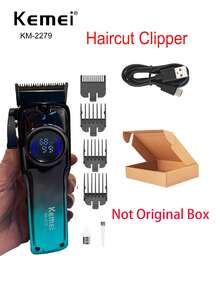 Kemei 专业理发器和剃须刀套装，理发店或家用男士个人护理礼品套装，磁力马达剃须刀，新年男士礼物 KM-2279、KM-1740 和 KM-T400 - 綠色 - 查看 12