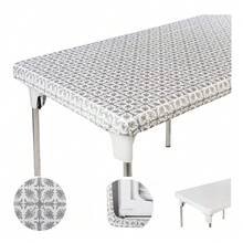 Tablecloth 30 X 20 Inch For Folding Table Silver Patterned Kidsssss's Table Cloth Fitted Small Tablecloths Rectangular Plastic Vinyl Picnic Elastic Corner Outdoor Home Indoor Personal Dinner,One-Size,SilverPatterned30inchx20inchRectangular - SilverPatterned30inchx20inchRectangular - View 1
