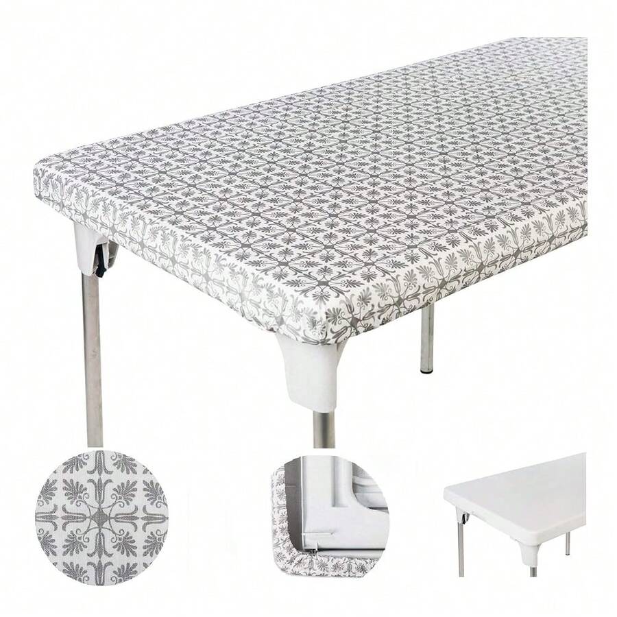 Tablecloth 30 X 20 Inch For Folding Table Silver Patterned Kidsssss's Table Cloth Fitted Small Tablecloths Rectangular Plastic Vinyl Picnic Elastic Corner Outdoor Home Indoor Personal Dinner,One-Size,SilverPatterned30inchx20inchRectangular - SilverPatterned30inchx20inchRectangular - View 1