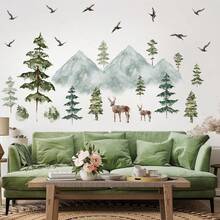 Mountain Wall Decals Large Pine Tree Wall Decals Peel And Stick Forest Tree Deer Birds Woodland Animal Decal Mountain Trees Stickers For  Room Nursery Decor,WoodlandAnimal - 林地動物 - 查看 6
