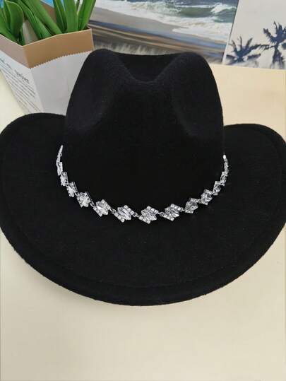 1 PC Fashionable And Elegant Rhinestone Hat Decoration Chain, Detachable Hat Chain, Suitable For Felt Hats And Denim Hats