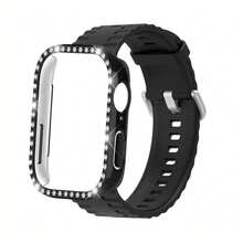 一套镶钻PC保护壳+硅胶运动表带，适用于华为Fit3/Fit4 Pro，透气柔软硅胶表带，带镶钻保护套，适用于华为Fit 4智能手表配件