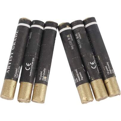 Tgoon 6 Piezas Pasteles Al óleo, Crayones de Grado Artista Pequeños, Portátiles, Pasteles Metálicos Multiusos para Manualidades, Fáciles de Mezclar (Oro)