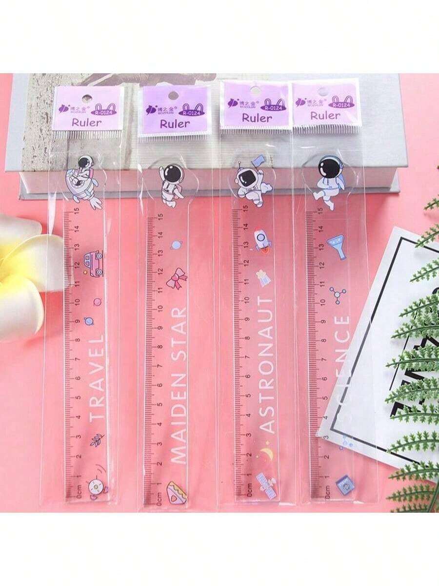 Thước kẻ phi hành gia ngược chiều dễ thương 15 cm, dụng cụ đo bằng nhựa hình hoạt hình chất lượng cao 15 cm, thích hợp làm dụng cụ vẽ và đo lường cho học sinh, lý tưởng làm phần thưởng cho học sinh tiểu học và trung học. - Nhiều màu - Xem 1