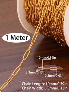100cm 18K Gold Plated Stainless Steel Chain Bulk Cable Curb Chains Oval Link Chain Findings Paperclip Chains For Jewelry Making Supplies Bracelet Necklace Bracelet Anklet Components DIY - DIY Chain - View 12