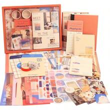 Scrapbooking Supplies Kit, Vintage Botanical Aesthetic Scrapbook Kit Bullet Junk Journal, Stationery, A6 Grid Notebook, Flower Journaling Supplies, Birthday Teen Women - 日落 - 查看 6