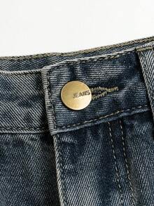 Vintage tvättade jeansshorts för små pojkar, avslappnad passform med flera fickor, bekväma non-stretch-shorts för fritidsbruk