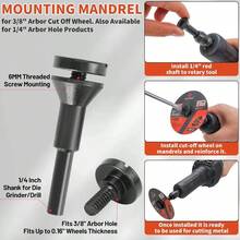 SI FANG - 25 ruedas cortadas de 3 pulgadas con kit de mandril de montaje de 1/4 pulgadas para amoladora rueda de corte de árbol de 3/8 pulgadas con bolsa para herramientas giratorias de metal y aceroGrinding Wheels - 25ruedascortadasde3pulgadasmandrilde14pulgadasbolsa - Ver 3