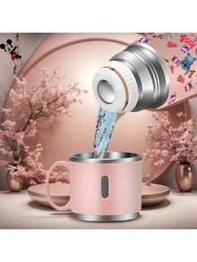 1pc Stitch Coffee Mug Set, 304 Stainless Steel Vacuum Insulated Travel Cup With 3 Lids, Rust Resistant, Non-Slip, Gift Box Packaging, Ideal For Office, Camping, Dining - Mother'S Day & Valentine'S Gift - Multicolor - View 7