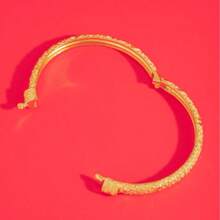 Textured Metal Bangle - Yellow Gold - View 6