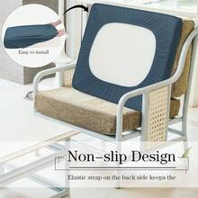 Newwiee 8Pcs Patio Cushion Covers Stretch Outdoor Cushion Cover Replacement For Patio Furniture Sofa Couch Slipcovers, Soft Flexibility Washable Furniture Protector(Waterproof Pure,Gray Blue),One-Size,GrayBlueWaterproofPure - 灰藍色防水純淨 - 查看 6
