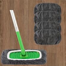 4-Piece Set Of Strong Absorbent Soft Mop Pads, Anti Slip Washable Floor Cleaning Cloth, Easy To Clean Dust Removal Head, Suitable For Hardwood, Tile, And Felt Floors - Grey - View 4