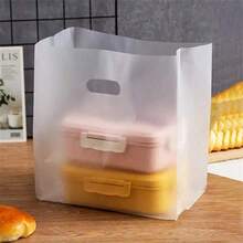50/100个透明塑料礼品袋，带提手 - 适用于沙拉、蛋糕、披萨、面包、甜点、厨房用品等 - 彩色 - 查看 4