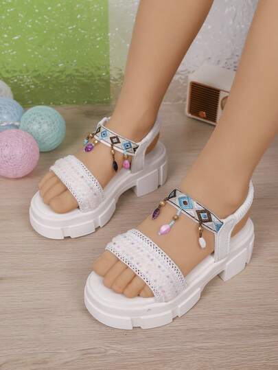 Dép đế bệt thời trang mùa hè mới cho bé gái, trang trí nơ dễ thương đế dày, thích hợp cho trẻ em chơi ngoài trời và đi nghỉ