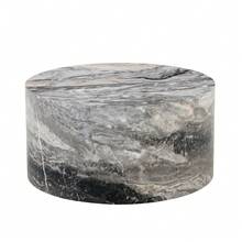 MUUOKY 23.6'' Round Coffee Table Living Room Table, Modern MDF White Faux Marble Center Couch Table, No Assembly Required - Ready To Use, Space-Saving, Two Colors Available, For Thanksgiving And Christmas - 灰色 - 查看 11