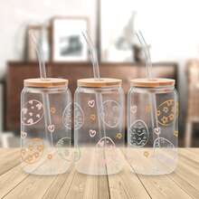 4pcs Easter Bunny Theme UV DTF Cup Wrap For 16oz Libbey Glass - Waterproof 3D Crystal Transfer Sticker For DIY Crafting, Mugs, Laptops