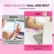 KKXY Nail Arm Rest Pable Manicure Hand Rest Essional PU Leather Nail Hand Rest Stand For Acrylic Nails Nail Hand Pillow For Nail Tech Manicurist Travel Salon He Pink - 粉色 - 查看 8