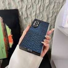 1个高级行政鳄鱼纹PU皮革折叠手机壳，兼容三星Galaxy Z Fold7、Fold6、Fold5、Fold4 - 商务全包防震保护后盖 - 藏蓝色 - 查看 5