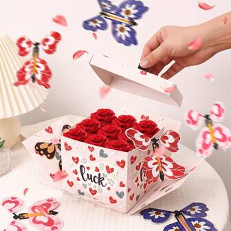 Överraskning med fjärilspresentask, romantisk present till jul, nyår, födelsedag, högtidsfest, alla hjärtans dag, årsdag, speciella tillfällen, för älskare, make, fru