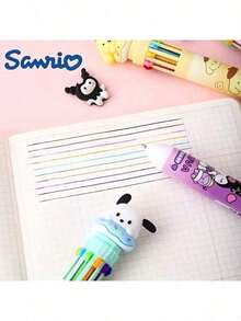 12pcs/Set Sanrio Series Acrylic Gel Pens - Yuguigou, Kulomi, Mileti, Hapag, Hello Kitty - Cute Cartoon Character Retractable Medium Point Pens, Suitable For Office & School Supplies - Multicolor - View 3