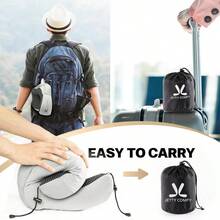 AWYYPremium Memory Foam Travel Neck Pillow With Hood And Face Cover For Privacy - Ergonomic Design For Sleeping On Plane Bus Train Office Gray - GrayBlack - View 6