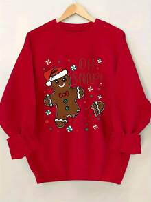New Sweatshirt Women's T-Shirt With Christmas Print: Cookie And Walking Support - Soft Round Neck, Fun Designs For Parties And Winter (Hand Washable) - Lightweight Festive Underwear, OH SNAP!Funny Texts, Optimal Casual Coat Or Ugly Sweater Costume Loose And Comfortable - quân đội xanh - Xem 6