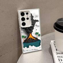 Funda de teléfono de anime de plata de isla volcánica 3D, dura y robusta, de color degradado, adecuada para Samsung Galaxy S25 S24 S23 S22 S21 S20 S30 Ultra FE Plus 5G Note 20 S25Ultra S24Ultra S23Ultra S22Ultra S21Ultra, accesorios de smartphone lindos y de moda, funda protectora, última sensación fresca y colorida de plata escarchada. - Mezcla de colores - Ver 5