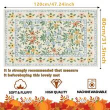 1pc Vintage Washable Beige Floral Oriental Style Non-Slip Rug, High Density 1350g/㎡, Artificial Cashmere Super Soft Fiber Bathroom Carpet, Ultra Soft Bath Mat, Area Rug, Doormat, Machine Washable, Low Pile, TPR Backing, Fluffy Fabric, Suitable For Entryway, Bathroom, Bedroom, Kitchen, Entrance, Indoor & Outdoor, Bathroom Accessories, Christmas Kitchen Decor - Multicolor - View 13