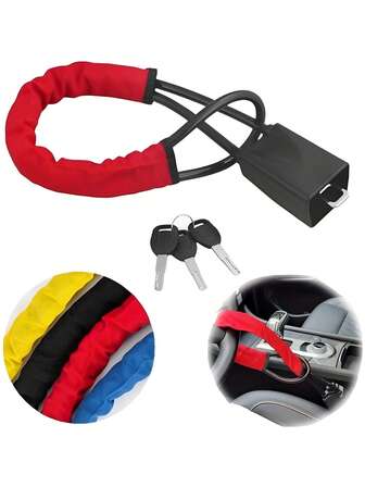 Car Steering Wheel Lock Anti-Theft Steel Cable Security Device Universal Fit For Vehicles Prevent Theft Durable Security Rope