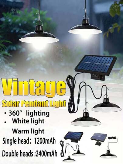 1PC Outdoor Solar Camping Lantern (Dual/Single Head Optional) - Wireless Detachable Outdoor Solar Lamp, Solar-Powered Outdoor Garden Wall Lamp,3 Cool White/ Warm Light Lighting Modes, Built-In 18650 High-Capacity Battery