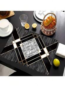 4pcs Bohemian Geometric Style Elegant And Simple Placemats, Festive Table Mats, Decorative Table Mats, Machine Washable, Restaurant Party Decorative Placemats, Perfect Holiday Table Mats, Dining Table Placemats. - Multicolor - View 2