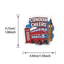 56pcs London Red Bus Building Graffiti Stickers - Waterproof Vinyl, Suitable For Laptops, Skateboards, Guitars, Suitcases, Etc. - Urban Aesthetic DIY Decorative Gifts - Multicolor - View 7