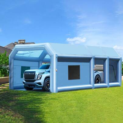 Portable Inflatable Paint Station, Dimensions 29.5 X 15.7 X 11.8 Ft, Equipped With 950W+750W Robust Air Movers And Air Purification Setup, Ideal For Oversized Trucks And Heavy Equipment