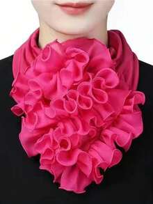 1 件女式 Snood 压皱雪纺假领女士围巾，时尚印花颈部保护围巾，防晒百搭优雅真丝围巾，适合日常穿着和外出活动情人节