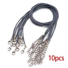 10/50pcs Leather Necklace Cord With Clasps, Rope Necklace String, Necklace Cords For Pendants, Necklace Chains For Jewelry Making Supplies, 1.5mm Waxed Necklace Bracelet Cord