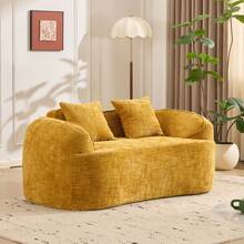VelacasaBoneless Loveseat Sectional Sofa For Small Spaces – Modern Luxury Plush Chenille Curved Cloud Design, Extra Deep Seat, 2 Throw Pillows, No Assembly, Sectional Couches For Living Rooms, - 黃色 + 泡棉 + 彈簧 + 2 個座椅 + 泡棉 - 查看 10