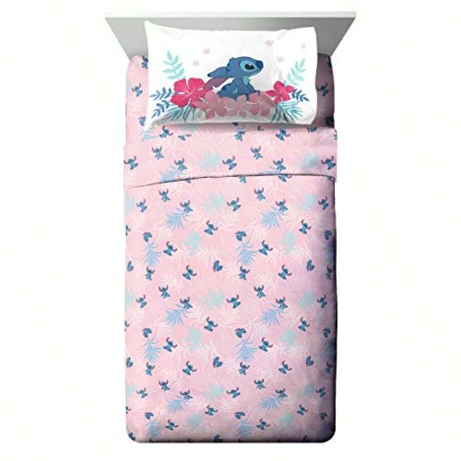 SLAW Sheet Set With Fitted Flat Sheets And Pillow Cover - Ultra-Soft Bedding With Pillowcase For Room Decor Pink - Lilo And Stitch 3 Piece Twin - PinkLiloStitch - 查看 1