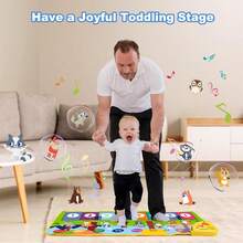 幼儿音乐垫钢琴垫，动物声音触摸游戏垫，感官教育舞蹈音乐键盘地毯玩具，适合男孩和女孩 - 彩色 - 查看 8